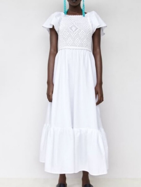 Zara Dresses & Skirts - Zara White Smocked Backless Maxi Dress Size L